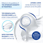 Chicco PhysioForma Luxe Orthodontic Pacifier for Babies 0-6 Months, One-Piece 100% Soft Silicone, Supports Breathing, Textured Shield & Handle, Included Sterilizing Case, BPA Free, 2-Pack, Crystal