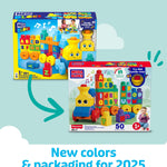 MEGA BLOKS First Builders Toddler Building Blocks Toy Set, ABC Musical Train with 50 Pieces, Music and Sounds, Ages 1+ Years