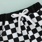 Toddler Baby Boy Girl Checkerboard Plaid Pants Elastic Waist Casual Trousers Spring Summer Short Pants(E-Black,12-18 Months)