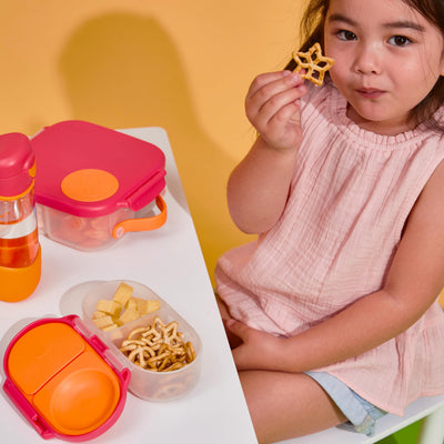 b.box Snack Box - Leakproof Mini Bento Box for Kids & Toddlers, 2 Compartment Snack Containers for Kids, Lunch Containers, Dishwasher Safe, BPA Free, PFAS Free, Ages 4m+, 1 3/4 Cup - Lemon Sherbet