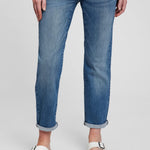GAP Womens Maternity Inset Panel Girlfriend Jeans Medium WASH 34REG