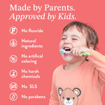 Mouthology Hydroxyapatite Kids Toothpaste Fluoride Free with Xylitol, Non Toxic Fluoride Free Toothpaste for Kids, All Ages (1-3), (3-6) & (6-12) Strawberry, 4oz