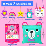 KRAFUN My First Sewing Kit for Beginner Kids Arts & Crafts, 7 Easy DIY Projects of Stuffed Animal Dolls and Plush Pillow Craft, Instructions & Felt, Gift for Girls, Boys, Learn to Sew, Embroidery