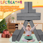 LFCREATOR Kids Play Couch, Modular Convertible Play Couch for Toddler and Baby Playroom/Bedroom, Gift for Kids, Grey