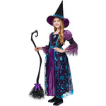 Spooktacular Creations Witch Costume for Girls, Halloween Witch Dress with Broom Hat, Kids Moon Shimmer Costume Set for Wizard Role Play Themed Parties (Medium(8-10 yrs))