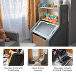 Step2 Harmony Toy Storage Box, Kids Toy Storage Bin with Chalkboard Lid, Easel & Toy Organizer in One, Made of Durable Plastic, For Toddlers 2+ Years Old, Sage Gray
