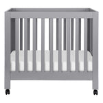 Babyletto Origami Mini Portable Folding Crib with Wheels in Grey, 2 Adjustable Mattress Positions, Greenguard Gold Certified