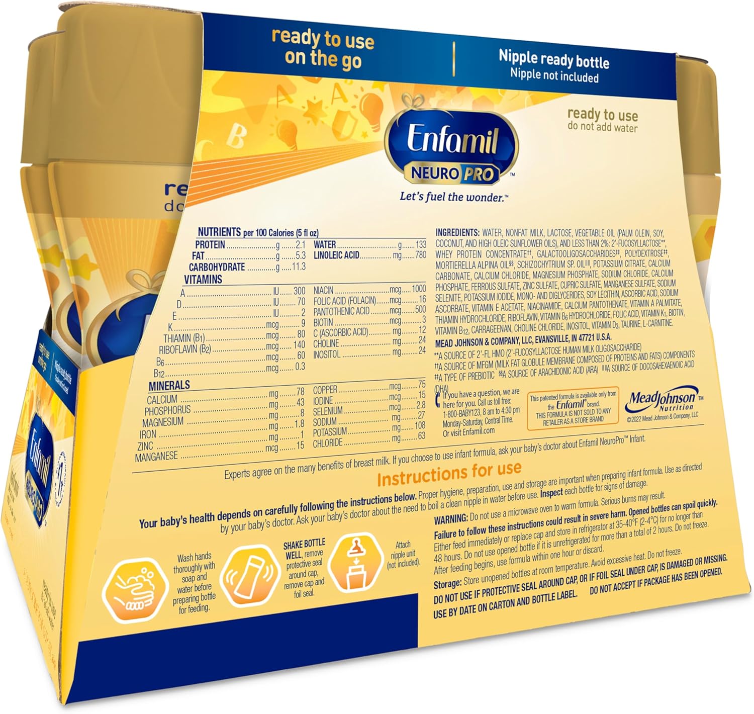 Enfamil NeuroPro Baby Formula, MFGM* 5-Year Benefit, Expert-Recommended Brain-Building Omega-3 DHA, Exclusive Immune Supporting HuMO6 Blend, Ready-to-Feed Infant Formula, Liquid, 8 Fl Oz, 24 Bottles