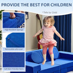 Karl home Kids Couch 14PCS, Modular Kids Play Couch, Multifunctional Foam Toddler Sofa,Climbing & Relaxation, Sectional Convertible Sofa Imaginative Furniture Play Set for Playroom, Blue