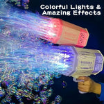 Bubble Machine Gun, 69 Holes Bubble Gun with Lights, Pink Outdoor Summer Beach Kids Bubbles Toys Birthday Wedding Party Fun Gifts for Girls Boys