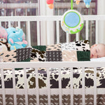 Hahafelt 3 Piece Patchwork Crib Bedding Set, Neutral Cow Cactus Print Baby Bedding, Barnyard Western Nursery Decor, Standard Size Soft Baby Bed Set Includes Quilt, Fitted Crib Sheet, Bed Skirt