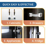Child Safety Locks (4-Pack) - Baby Proof Cabinets, Drawers, Ovens & Toilets - Adjustable Strap Length, Double Lock Option - Easy Latch for Adults to Open
