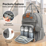 KeaBabies Diaper Bag Backpack - Large Baby Diaper Bag with Changing Pad, Baby Boy, Girl, Travel Backpack for Mom and Dad, Waterproof, Multi Function Durable (Classic Gray)