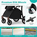 BABY JOY 2 in 1 Baby Stroller, High Landscape Convertible Bassinet Stroller with Reversible Seat, Adjustable Backrest & Canopy, Foldable Pushchair Pram Stroller for Newborn Toddler 0-36 Months (Black)