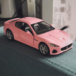 TGRCM-CZ 1/36 Scale Maserati GT Casting Car Model, Zinc Alloy Toy Car for Kids, Pull Back Vehicles Toy Car for Toddlers Kids Boys Girls Gift (Pink)