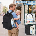 Diaper Bag Backpack with Changing Pad & Waist Bag, Large Diaper Bag Expandable for 2 Kids/Twins, Scientific Partition | Portable Side Access, Lightweight Travel Diaper Backpack for Mom Dad