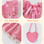 Kucnuzki Toddler Girl Dress 2t 3t Girl Clothes Cute Ruffle Tutu Fairy Princess Pink Swing Beach Boho Dress for Toddler Summer Two Piece Outfit Casual Sun Dress