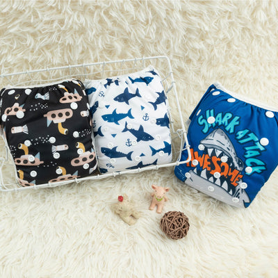 ALVABABY Large Swim Diapers Baby & Toddler Snap One Size Reusable Adjustable Baby Boy (Summer Vacation Large 3ZSWY16