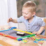 Melissa & Doug Magnetic Chalkboard and Dry-Erase Board with 36 Magnets (Numbers and Uppercase Letters), Chalk, Eraser, and Dry-Erase Pen