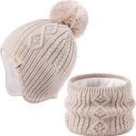Baby Beanie Hat, Winter Warm Knit Cap and Scarf Set with Pom Pom for Girls, Toddler Winter Hat(0-36months)