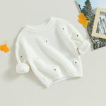 Mubineo Baby Girl Winter Clothes Cute Flower Sweater Crewneck Pullover Long Sleeve Knit Newborn Infant Sweaters (US, Age, 12 Months, 18 Months, Cream White)
