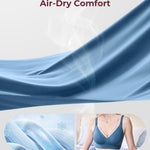Momcozy CoolFit Nursing Bras for Breastfeeding, Fixed Padding Ultra Stretch Seamless Jelly Strip Maternity Bra, Wireless Nordic Blue