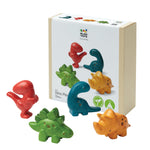 PlanToys 4 Dinosaur Dino Animal Playset (6126) | Sustainably Made from Rubberwood and Non-Toxic Paints and Dyes | Eco-Friendly PlanWood