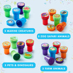JOYIN 50 Pcs Assorted Stamps for Kids - Self-Ink Stamps with 50 Designs for Birthday Party Favor, Carnival Prizes, School Stampers, Goodie Bag, Classroom Treasure Box Toys (Zoo, Holiday Stampers)