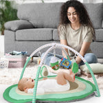 Tummy Time Mat, 9-in-1 Avocado Baby Play Gym Mat, Oversize Baby Play Activity Mats with Sunshade & 6 Detachable Sensory Toys, Washable Non-Slip Mat for Newborn Infant Baby Essentials Gift