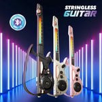 Stringless Guitar, Multi-Functional Electronic Guitar Toy Set, Musical Toy with Music and Lights, Children's Music Trainer, Toddler Instrument, Boys, Preschool Educational Toy Gift (Pink)