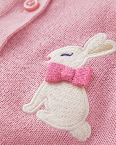 Gymboree,Embroidered Long Sleeve Shrug Cardigan,Pink Ribbon Bunny,0-3 Months
