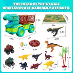 JoyBuilders 18 in 1 Dinosaur Toys for Kids 3-5, Dinosaur Truck Toys for Kids with 2 Pull Back Cars, 8 Dino Figures, Dinosaur Toys for Boys and Girls, Birthday Party Favors&Christmas Presents for Kids
