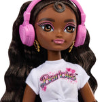 Barbie Dream Besties Doll and Accessories, Barbie Brooklyn” Posable Roller Skating Fashion Doll with Dark Brown Hair, 9 Music & Video Themed Pieces
