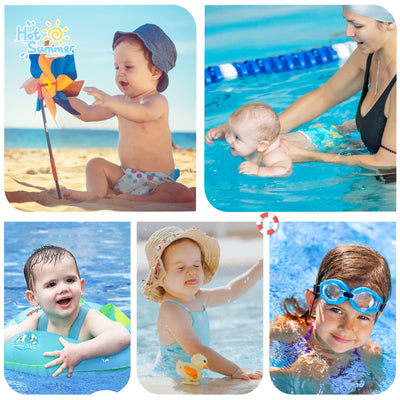 2PCS Reusable Swim Diapers - Toddler Baby Swim Diaper Washable Snap Pool Swimming Diaper Soft and Silky Waterproof Diapers for Swimming Lessons Boys and Girls