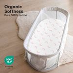 2-Pack Organic Bassinet Sheets for Girls, Boys - 100% Cotton Bassinet Mattress Sheets Compatible with Halo Bassinest Swivel Sleeper, Graco,Baby Delight,Chicco,Unisex Fitted Bassinet Sheets (Dreamland)