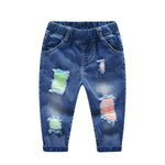 KIDSCOOL SPACE Baby Ripped Jean,Toddler Elastic Distressed Waist Denim Pants,6-12 Months