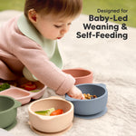 KeaBabies 2-Pack Baby Bowls with Suctions, Lids - Silicone Toddler Suction Bowls for Baby Boy, Girl, Kids, Food Grade Silicone, BPA-Free, Dishwasher Safe, Toddler Eating Essentials (Slate)