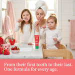 Mouthology Hydroxyapatite Kids Toothpaste Fluoride Free with Xylitol, Non Toxic Fluoride Free Toothpaste for Kids, All Ages (1-3), (3-6) & (6-12) Strawberry, 4oz