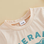 Toddler Baby Boy T-Shirt Summer Tee Letter Graphic Print Short Sleeve Crew Neck Tops Kids Cute Clothes (Raccoon Cousin Apricot, 12-18 Months)