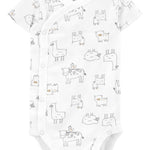 Simple Joys by Carter's Baby 5-Pack Side Snap Short-Sleeve Bodysuit, Green/Grey Forest Animals/Light Grey Heather/Mint Green Stripe/White Llama, 0-3 Months