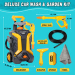 Kids Car Wash Toy Pressure Washer Playset with 1.3L Tank & Manual Pump Spray Gun, Outdoor Summer Water Toys for Toddlers, Portable Cleaning Pretend Play Gift for Boys Girls Ages 3+