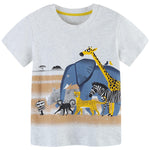 AIWUHE Toddler Boys Summer Clothes Graphic Tees Cotton Tshirts Short-Sleeve T Shirts Animal Print Shirt Clothes Light Gray Elephant 5315 3T