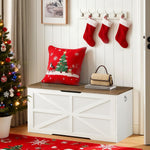 CHOEZON Storage Chest, 39.4" Toy Chest, Modern Storage Bench with Safety Hinge, Toy Box, Farmhouse Style, for Bedroom, Living Room, Walnut and White MCW10WL