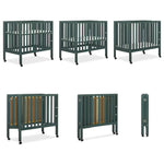 Dream On Me Jett Mini Folding Baby Crib in Olive, GreenGuard Gold & BSA, Lightweight & Portable, Patented Flat Folding System for Small Spaces & Travel, 1.5” Mattress Pad, 3 Heights, Safe Wheels