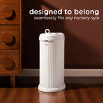 Ubbi Fluted Stainless Steel Diaper Pail, Odor Locking, No Special Bag Required, Award-Winning, Registry Must-Have, White