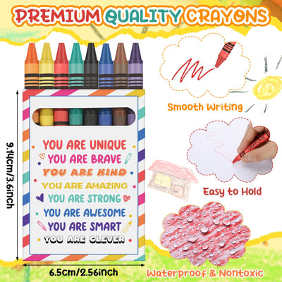 MotiMind 24 Pack End of the School Year Student Gifts 8 Different Color Crayons Bulk Preschool Kindergarten Graduation Gift Assorted Colored Crayons Toddlers Kids Classroom Party Supplies