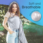 Ring Sling Baby Carrier - USA Lab Tested, 100% Natural Cotton Muslin, Breathable & Ergonomic Ring Sling Grey