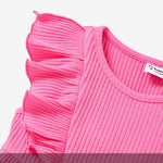 PATPAT Baby Toddler Girl Dresses Infant Ruffle & Short Sleeveless 2 Pack Summer Dress Casual Party Dress Dark Pink 18-24 Months