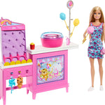 Barbie Mysteries: Beach Detectives Malibu Doll & Cotton Candy Game Booth Playset with 20 Accessories Including Prizes