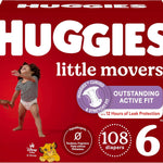 Huggies Size 6 Diapers, Little Movers Baby Diapers, Size 6 (35+ lbs), 108 Count (2 Packs of 54), Packaging May Vary